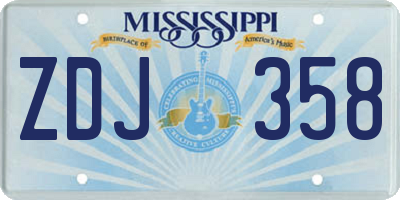 MS license plate ZDJ358