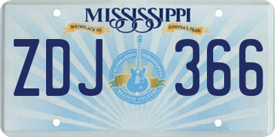 MS license plate ZDJ366