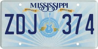 MS license plate ZDJ374