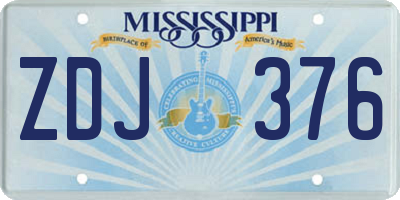 MS license plate ZDJ376