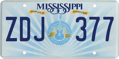 MS license plate ZDJ377