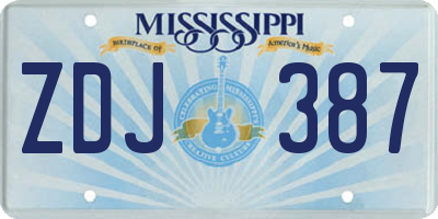 MS license plate ZDJ387