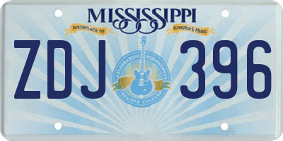 MS license plate ZDJ396