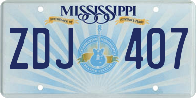 MS license plate ZDJ407