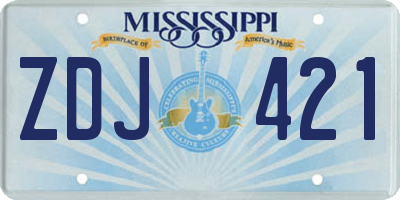 MS license plate ZDJ421