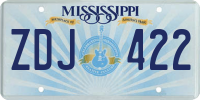 MS license plate ZDJ422