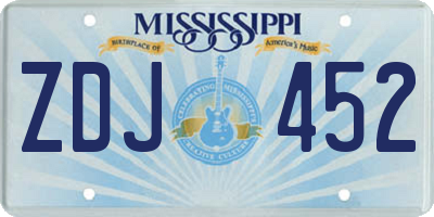 MS license plate ZDJ452