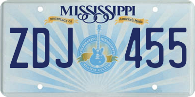 MS license plate ZDJ455