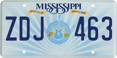 MS license plate ZDJ463