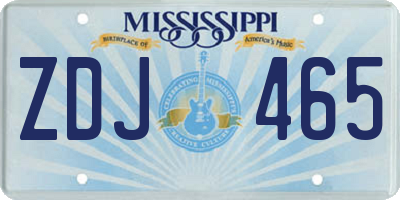 MS license plate ZDJ465