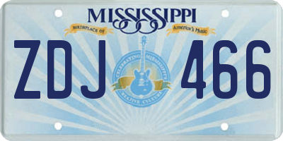 MS license plate ZDJ466