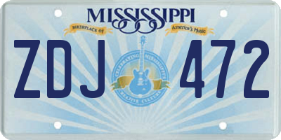 MS license plate ZDJ472