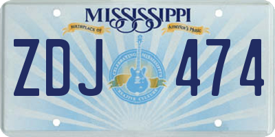 MS license plate ZDJ474