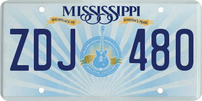 MS license plate ZDJ480