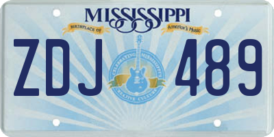 MS license plate ZDJ489