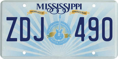 MS license plate ZDJ490
