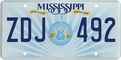 MS license plate ZDJ492