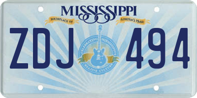 MS license plate ZDJ494