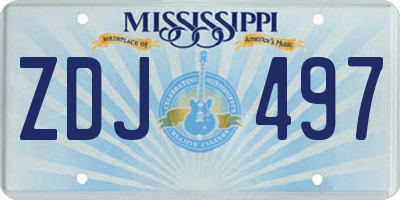 MS license plate ZDJ497