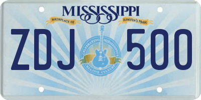 MS license plate ZDJ500