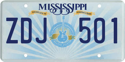 MS license plate ZDJ501