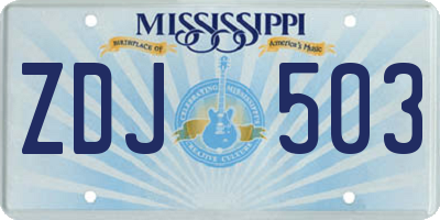 MS license plate ZDJ503