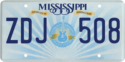 MS license plate ZDJ508