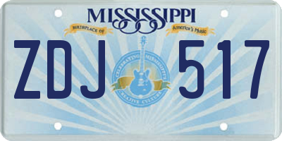 MS license plate ZDJ517