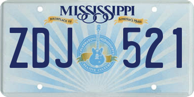 MS license plate ZDJ521