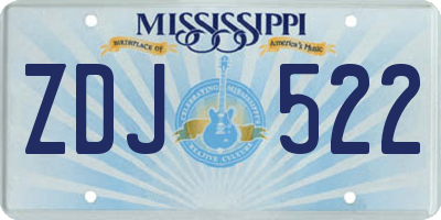 MS license plate ZDJ522
