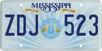 MS license plate ZDJ523