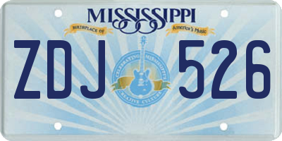 MS license plate ZDJ526