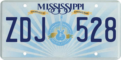 MS license plate ZDJ528