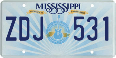 MS license plate ZDJ531