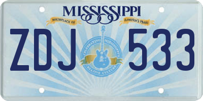 MS license plate ZDJ533