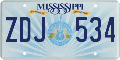 MS license plate ZDJ534