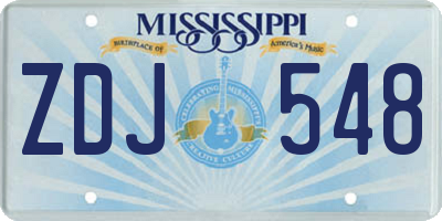 MS license plate ZDJ548