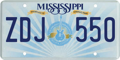 MS license plate ZDJ550