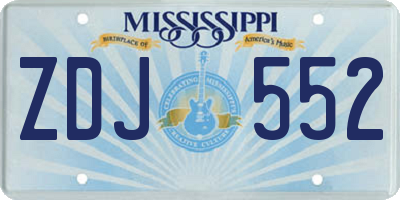 MS license plate ZDJ552