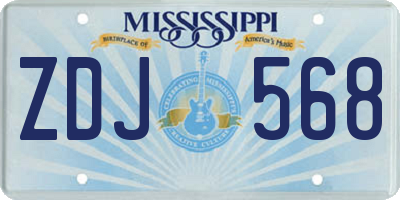 MS license plate ZDJ568