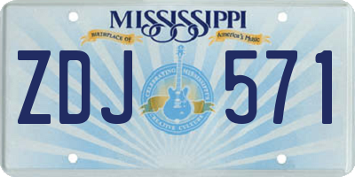 MS license plate ZDJ571