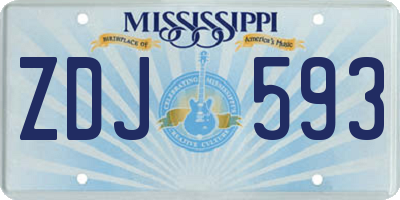 MS license plate ZDJ593