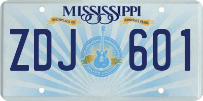 MS license plate ZDJ601