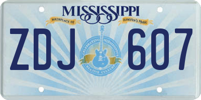 MS license plate ZDJ607