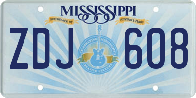 MS license plate ZDJ608