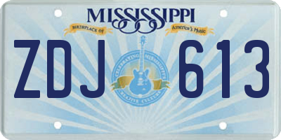 MS license plate ZDJ613