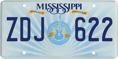 MS license plate ZDJ622