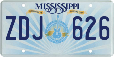 MS license plate ZDJ626