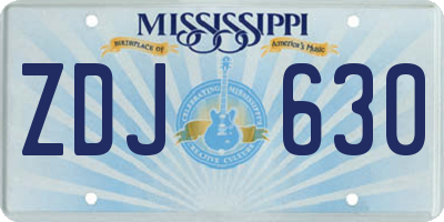 MS license plate ZDJ630