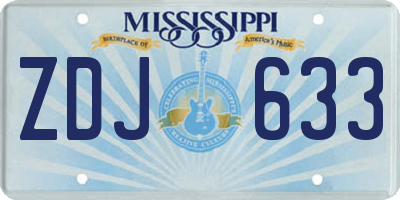 MS license plate ZDJ633